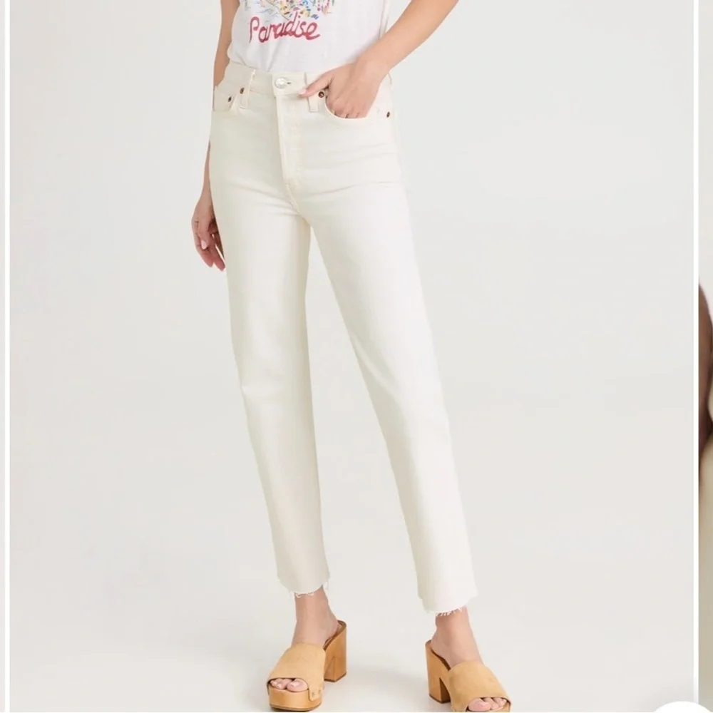 NWT Re/done off white 70s ultra high‎ rise stove pipe jeans 25 button fly